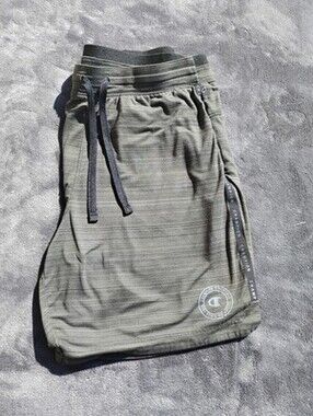 Champion Men's Green Athletic Shorts L Drawstring Polyester Spandex Gym Training